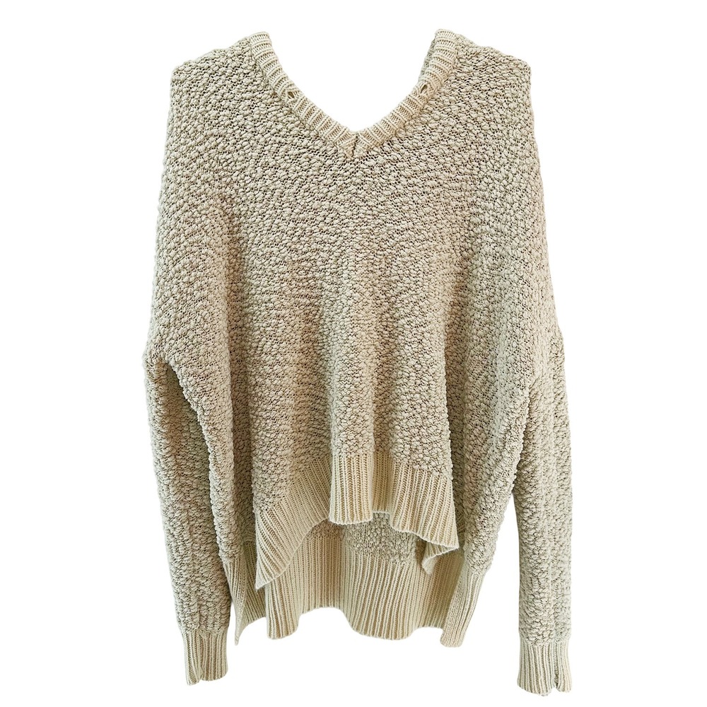 POL Cozy Boho Knubby Textured Chenille Hooded Sweater • XL • cream